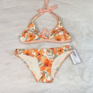 NWT Rip Curl Papaya Punch Halter Top and Bottom Set Medium